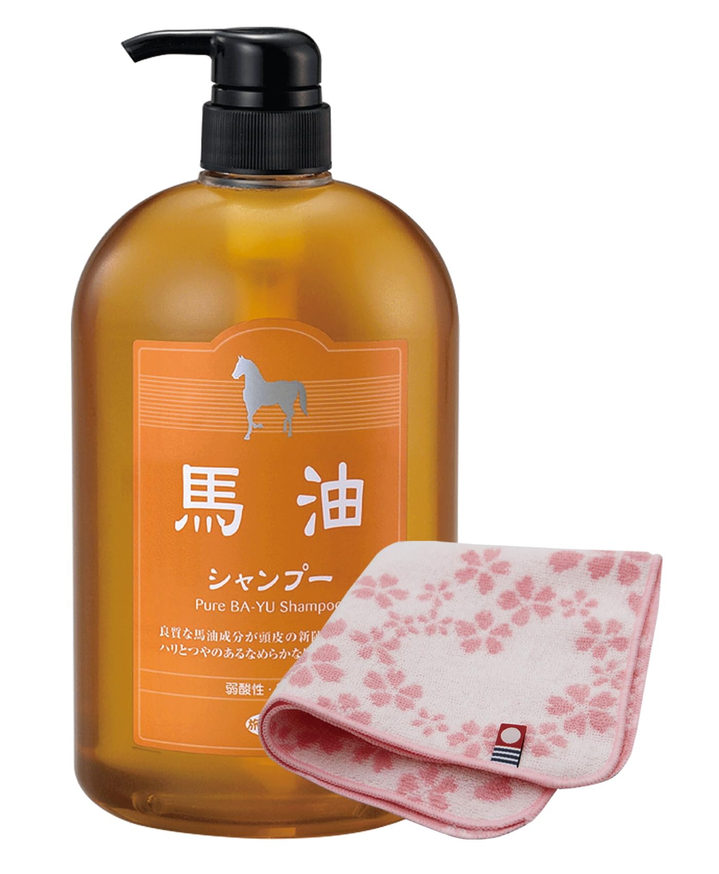 

Шампунь с лошадиным маслом Azuma Shoji, Дорожная красота, Мягкая кислотность, Без красителей, Флакон 1000 мл [Включает носовой платок Имабари] (Цветочный принт)