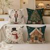 Merry Christmas Green Cushion Cover Breathable Short Plush Cushion Covers Machine Washable WrinkleResistant Soft Durable