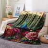 1PC Peacock and Peony  Print FlAannel Blanket, High quality Comfortable for All Seasons, Home Decor, Warmth and Comfort