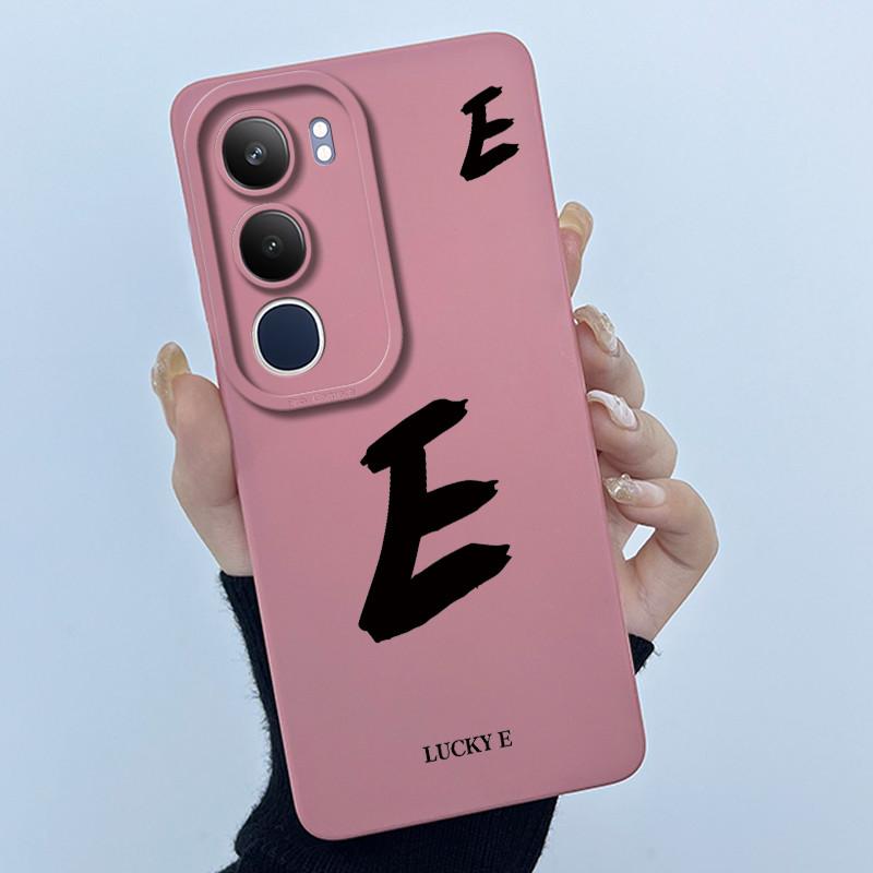 For Vivo Y19s V2149 Cover Case Lucky Initial Letter Couple Silicone Soft Matte Phone Bumper for Vivo Y19s 4G Y29 5G Casing