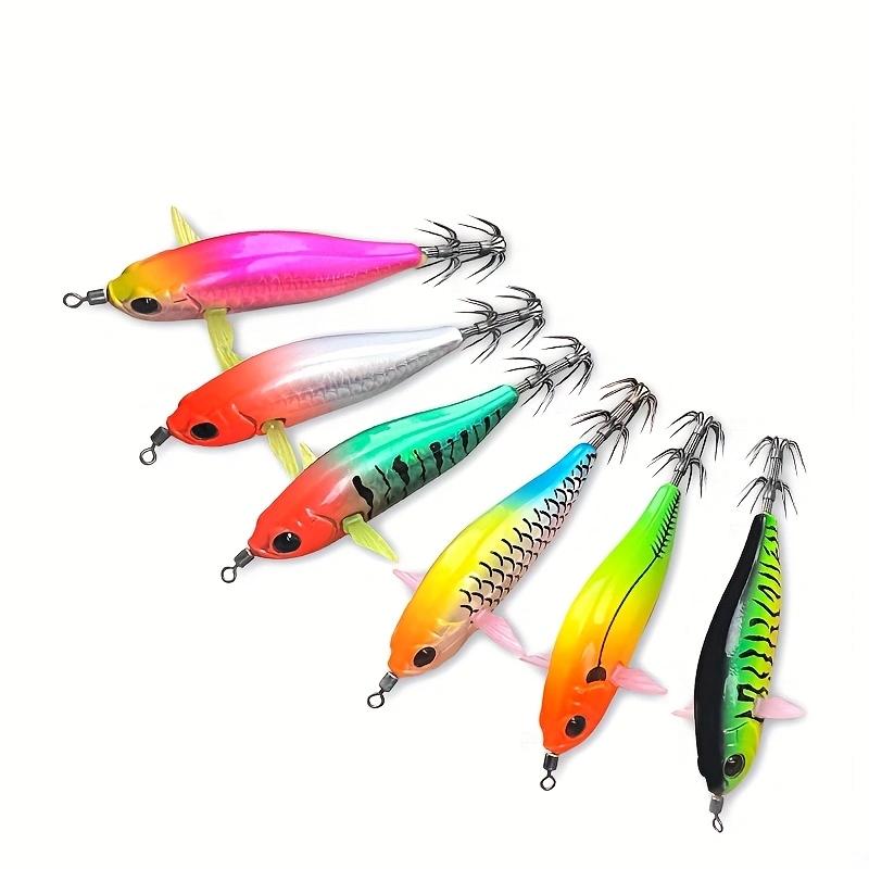 Laser Luminous Luminous Fishing Bait Shrimp Shape 63mm 7.2g Floating Lure Wood Material Squid Jigging Bait Squid Fishing