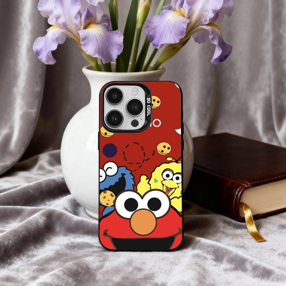 C-Cartoon R-Red cute A-Elmo-O  Phone Case For iPhone17,16,15,14,13,12,11 Plus,Pro Max Black Candy silver phone case