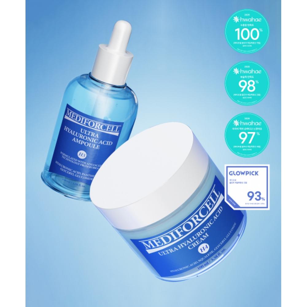 Mediforcell [set Of 2] Ultra Hyaluronic Acid Cream 100ml + Ampoule 100ml NONE