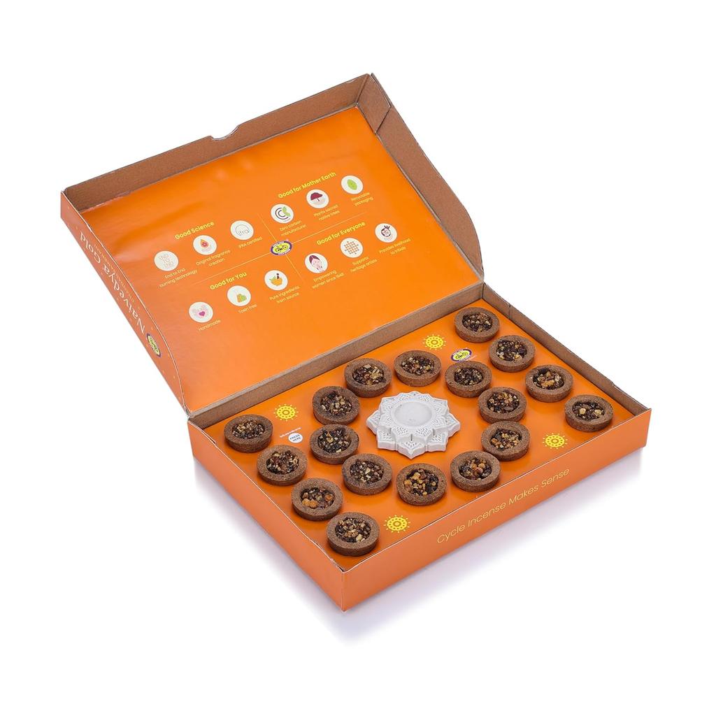Cycle Pure Naivedya Gold Sambrani Dhoop Cups Sandalwood & Jasmine Pack of 2 18 Pcs Charcoal-Free Chandan & Jasmine for Puja