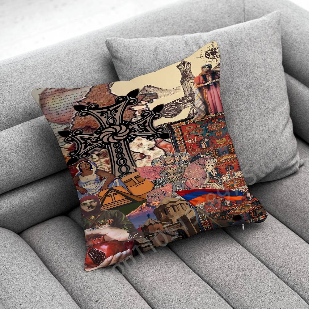 Armenia Flag Passport Logo Throw Pillow Case For 45x45cm 40x40cm 30x30cm 50x50cm 55x55cm Square Home Pillowcase Case