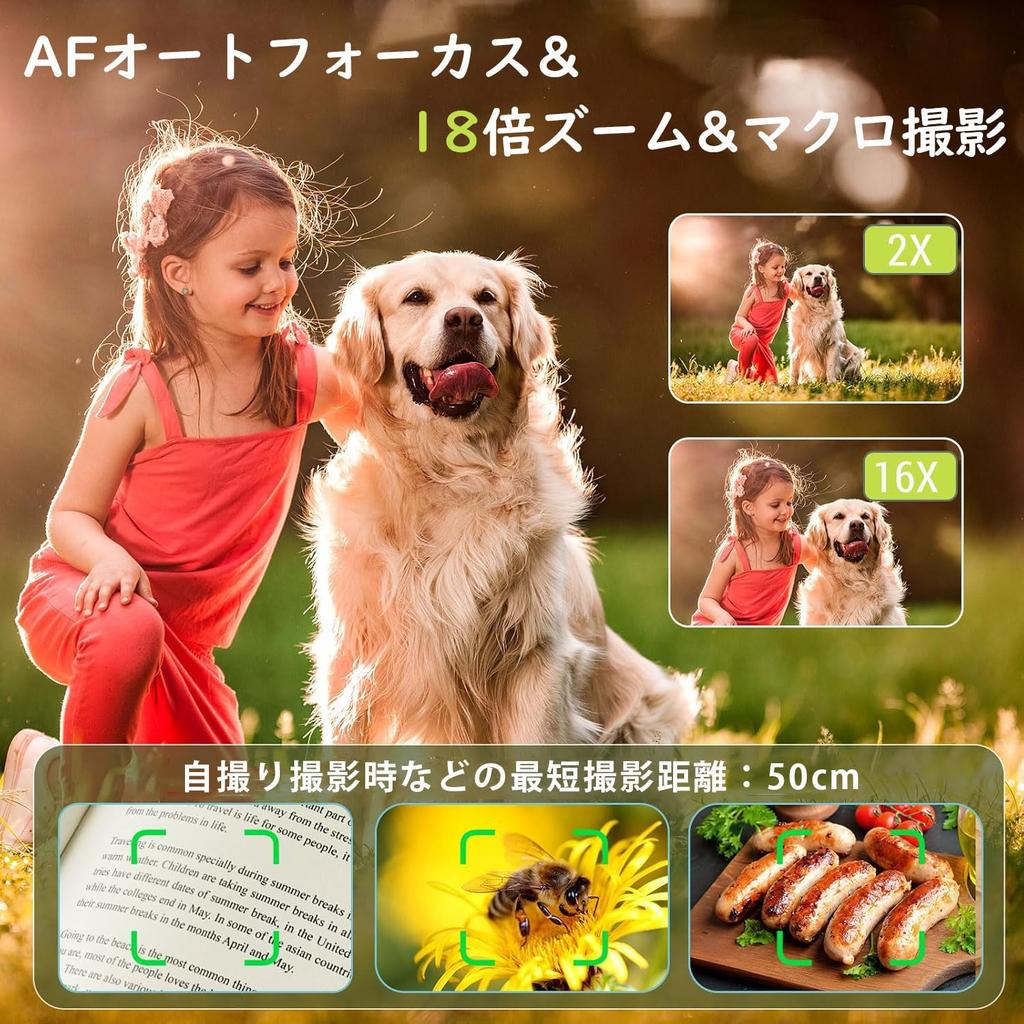 Digital Camera for Rotating 4K 18x Exposure 1200mAh 16 USB Data Powerful LED Suitable for Children and Gift Japanese Instruction Manual Black (Perfect