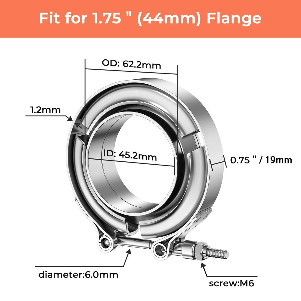 V Band Clamp With Male Female Flange Kit 304 Stainless Steel 1.5inch 38mm Intercooler Turbo Exhaust Clamp Downpipe Pipe Clamp