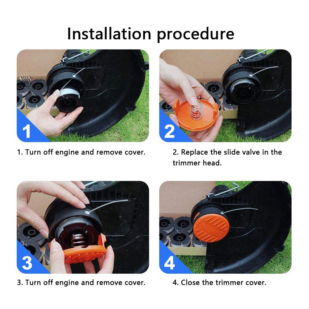 For Black & Decker GH400/GH500/GH600 10 Spool Cap with 10 Spring Lawn Mower Replacement, RC-100-P