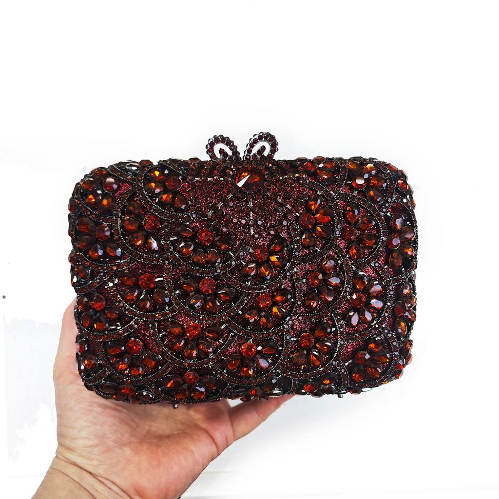 Hollow metal diamond-encrusted dinner bag banquet dress full of diamonds hand-held fashion bag