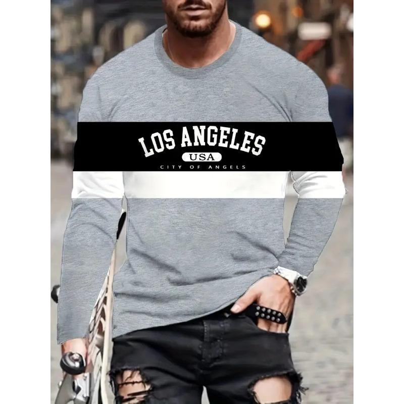 

3D City Name Printed Top Fashionable Casual Long Sleeved Men s T-shirts - Soft Medium Stretch Polyester Fabric Spring and Autumn Relaxed Fit Clothing 5XL