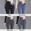 "2024 Autumn/Winter Women's High Waist Velvet Skinny Jeans - Slim Fit Elastic Pencil Pants"