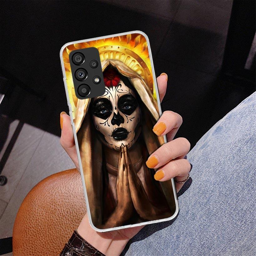 Catrina Beautiful Rose Girl Skull Phone Case For Samsung Galaxy A17 A16 A15 A14 A13 A57 A56 A55 A54 A53 A37 A36 A35 A34 A33 A26