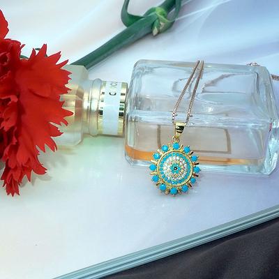 S925 Silver 14K Gold Nano Turquoise Necklace Pendant Jewelry