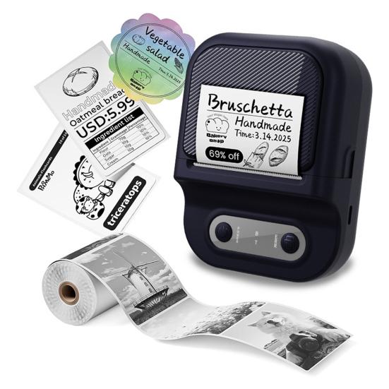 Label Maker Machine Portable Thermal Label Printer Bluetooth-compatible Mini Label Printer with Tape for Small Business Home School Barcode Address