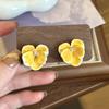 French Fashion Enamel Mosquito Coil Clip on Earrings for Women Blue Butterfly Flower Non Pierced Earrings Jewelry