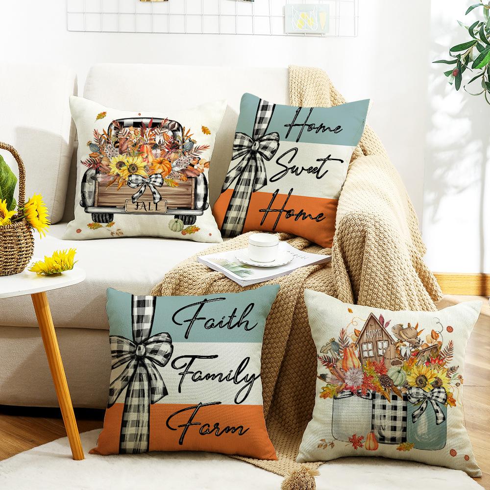 New Thanksgiving Holiday Atmosphere Office Home Rest Decoration Pillow Case Letter Print Pillow
