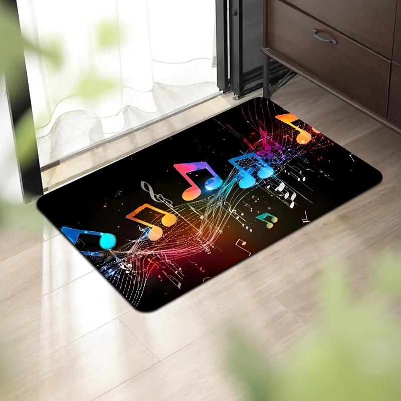 1PC Musical Note Pattern Door Mats Kitchen Rugs Non-Slip Pop Design Bathroom Rugs Bath Mat Carpet for Home Sink Laundry Decor