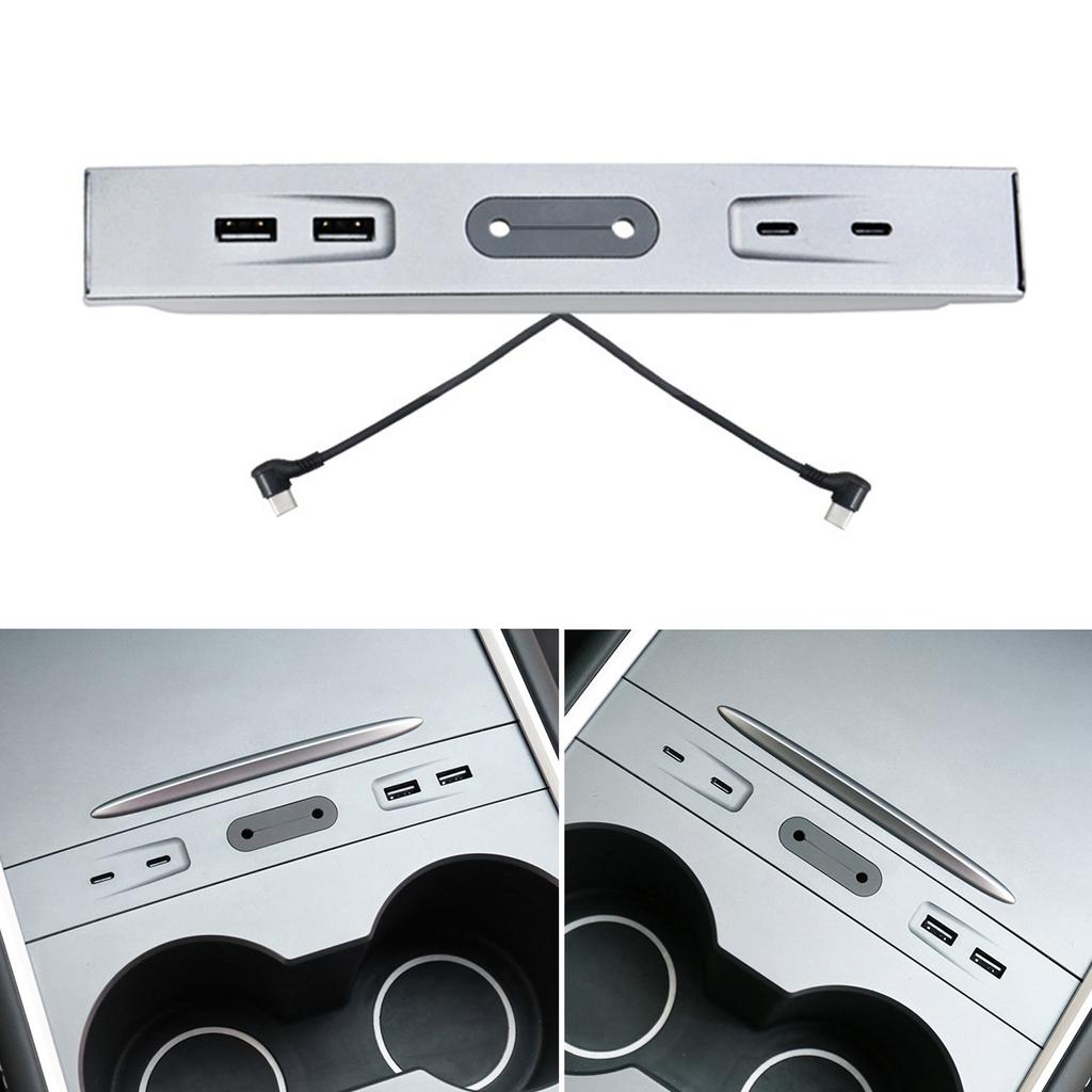 Glovebox USB Hub Compatible For Car 3/Y Center Console Digital Display Splitter Docking Station Fast Charging Adapter