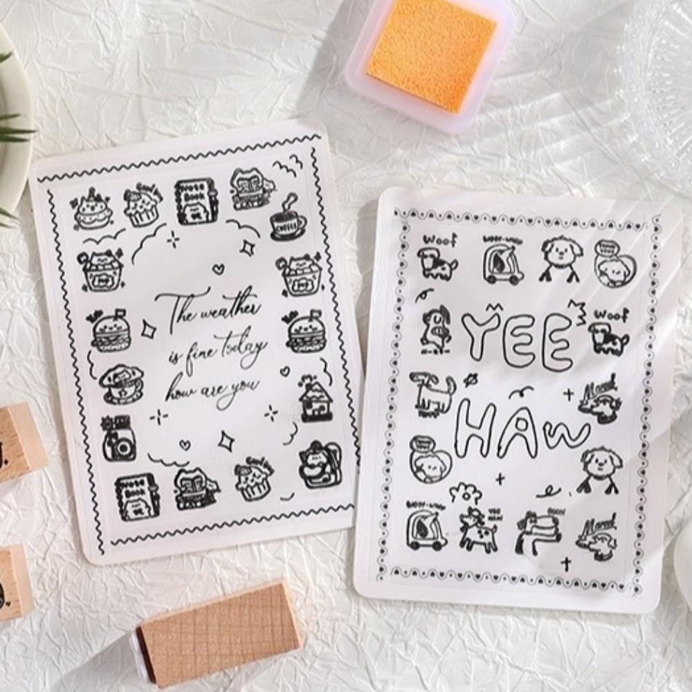 9pcs Set Cartoon Cat Dog Rubber Stamps Journal GO DIY Carved Stamps  for Scrapbooking Collage