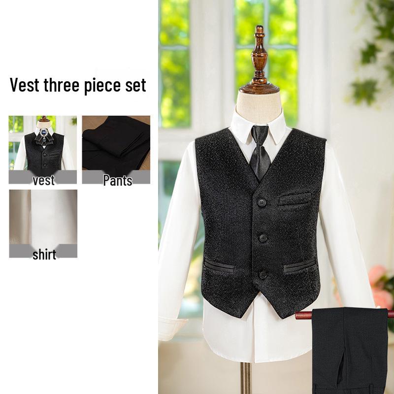 Boys' Silver Sequin Suit Set - Performance & Ceremony Outfit