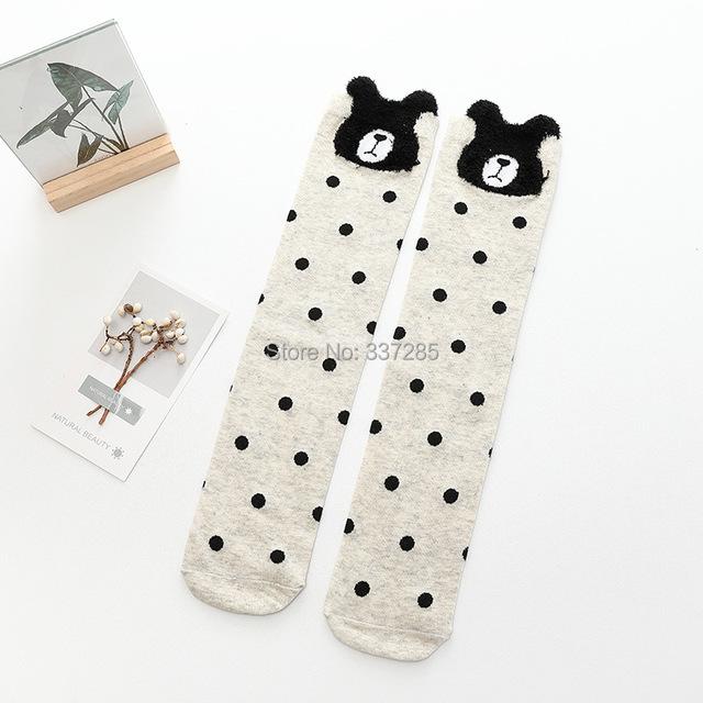 Girls Cartoon Animal Embroidered Over Knee High Socks Cute Cat Bear Fox Pattern Warm Colorful Baby Kids Long Stockings