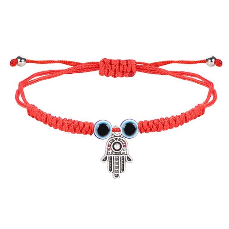 Evil Eye Adjustable Bracelet Set: 12-Piece Woven Rope with 7 Knots