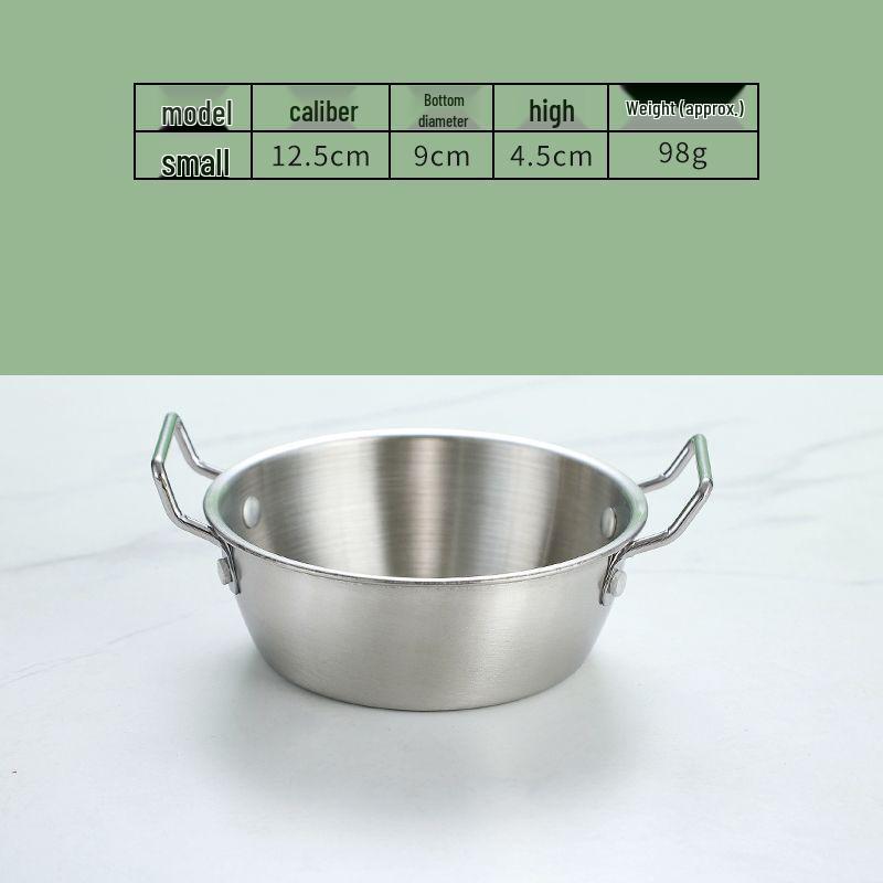 Juego de Cuenco para Vino de Arroz y Plato para Aperitivos de Acero Inoxidable con Doble Asa Estilo Coreano
