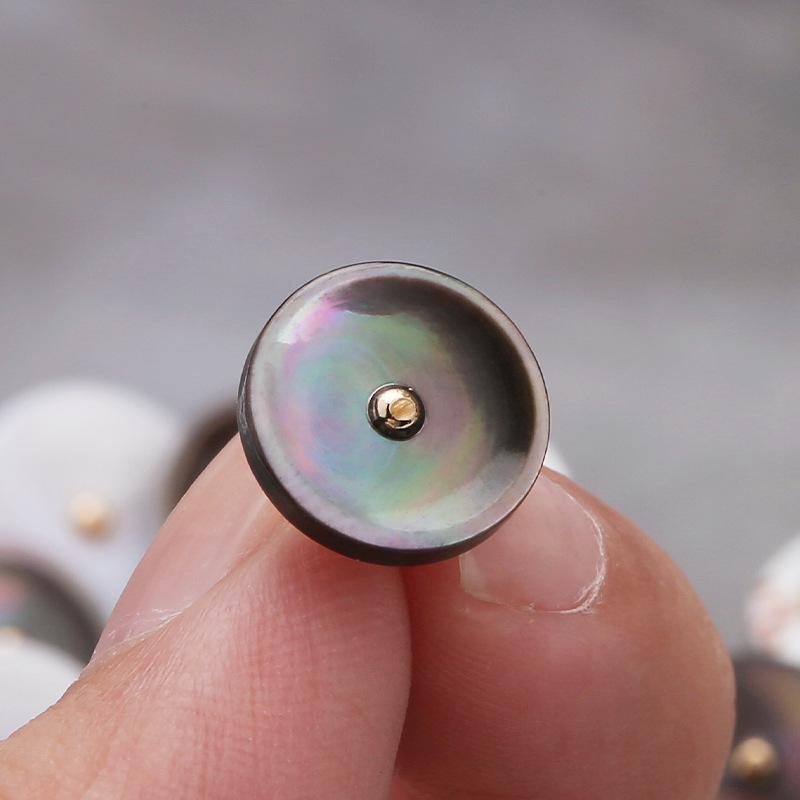 10pcs Black Shell Natural Shell Button Mother of Pearl Round Metal Shank Buttons for DIY Shirt Clothes Coat Sewing Accessories