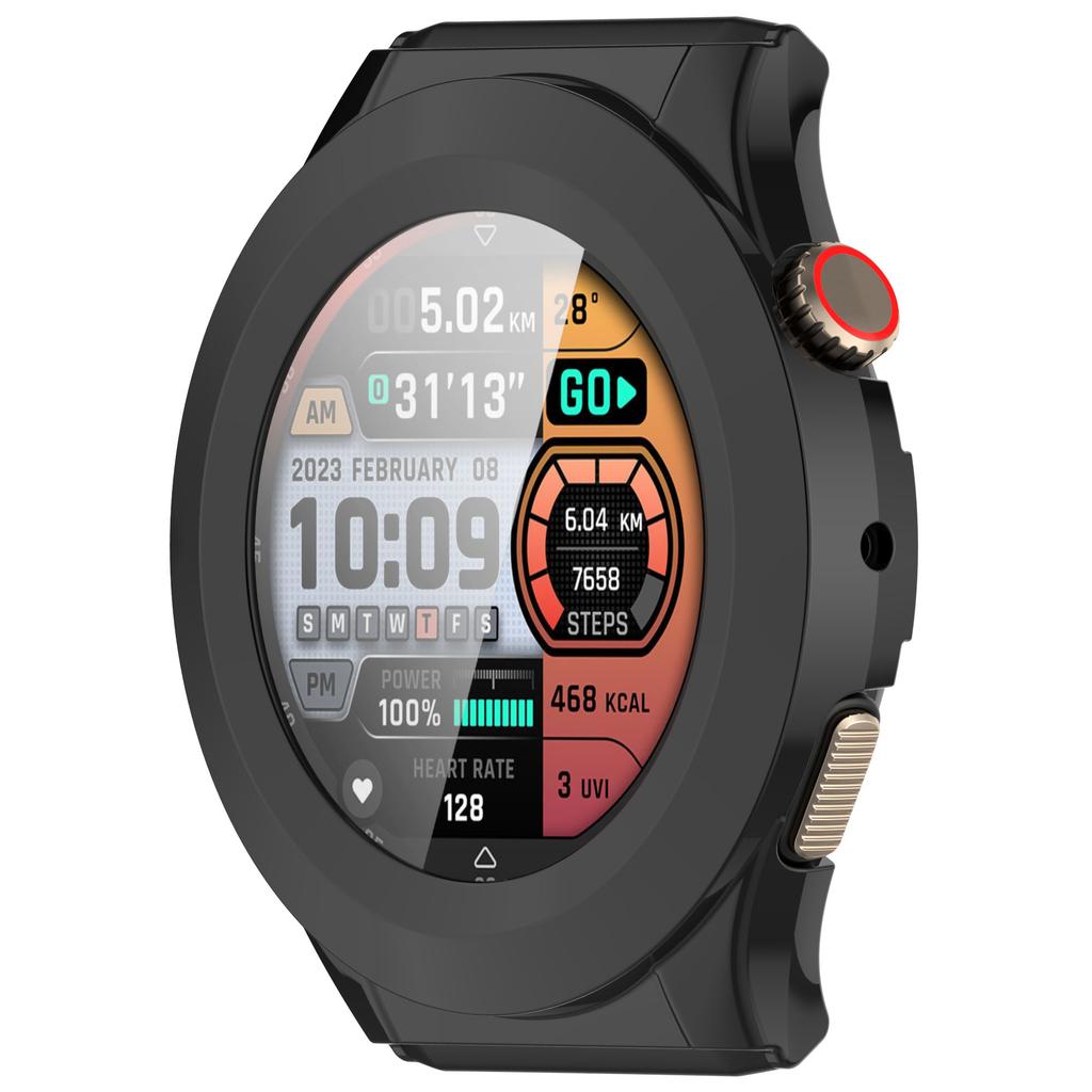 Für Huami Amazfit Cheetah Pro/Huami Amazfit Cheetah Round Uhrengehäuse WANLONFENG PC Rahmenabdeckung mit gehärtetem Glas Displayschutz