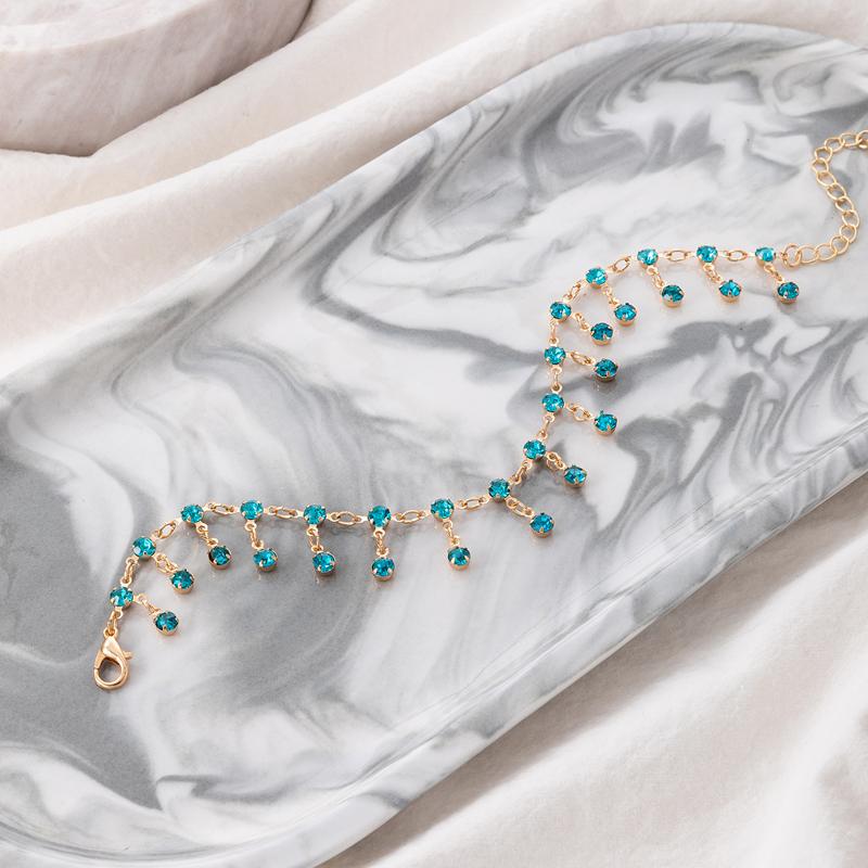 Cristal strălucitor piatră ciucuri gleznă pentru femei lanț pentru picioare petrecere vacanță bijuterii Bijoux