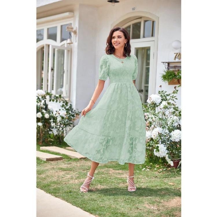 Women Floral Summer Dress Casual Loose Round Neck Short Sleeve Womens Dresses Female Fashion