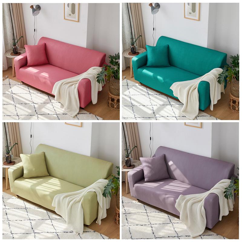 Sofa Cover Solid Color Elastic Spandex Modern Polyester Corner Sofa Couch Slipcover Chair Protector Living Room 1 /2 /3 /4 Seater