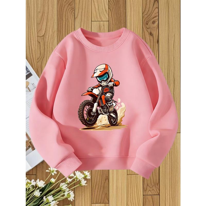 European sizes Kids' Round Neck Hoodie Fashion Print Versatile Top
