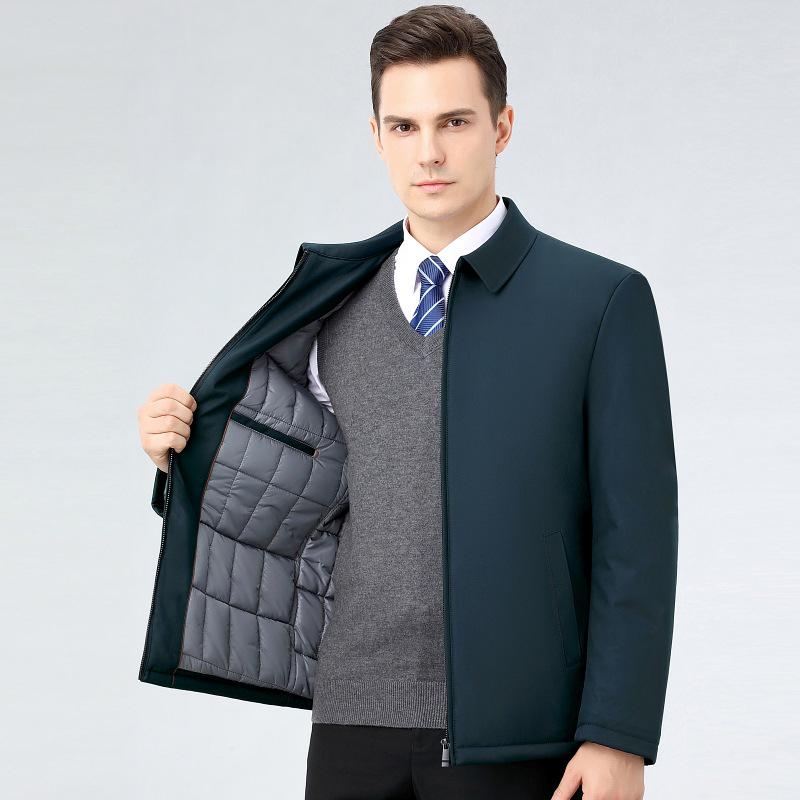 Herren Herbst Leichte Gepolsterte Baumwolljacke mit Stehkragen für Väter mittleren Alters - Warme Oberbekleidung