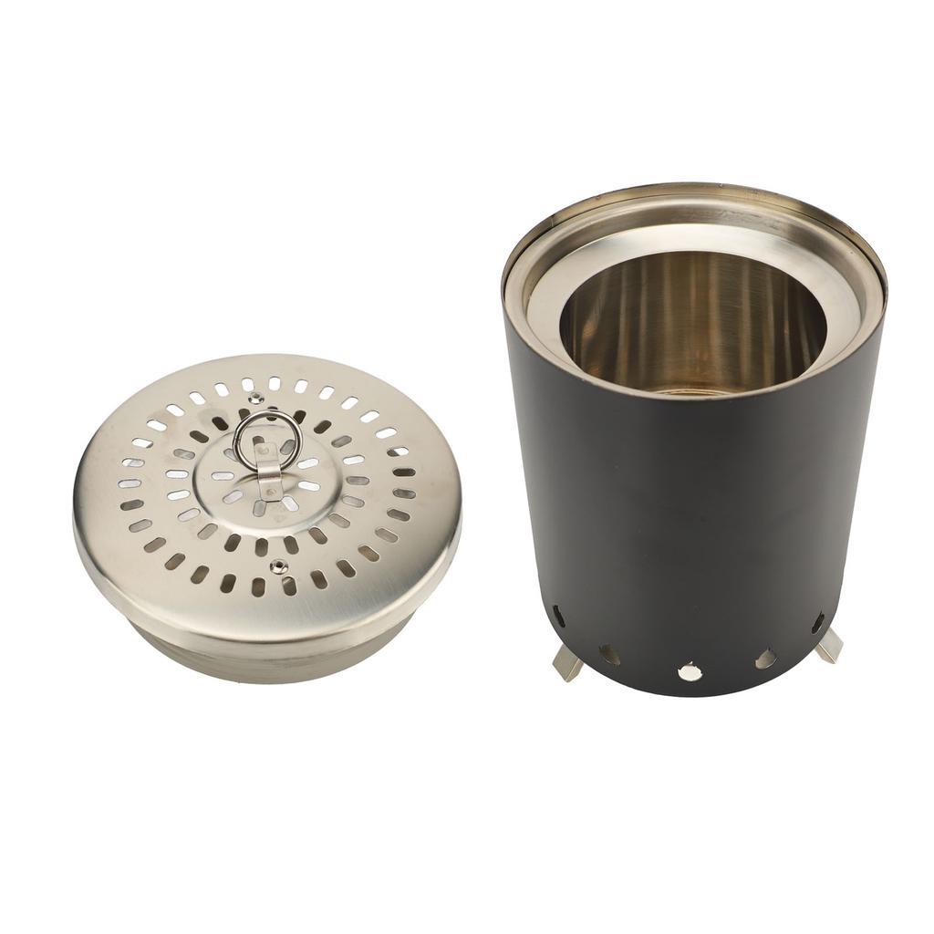 Windproof Wood Stove Outdoor Tabletop Fire Pit with Stand for Backpacking Hiking Traveling Black