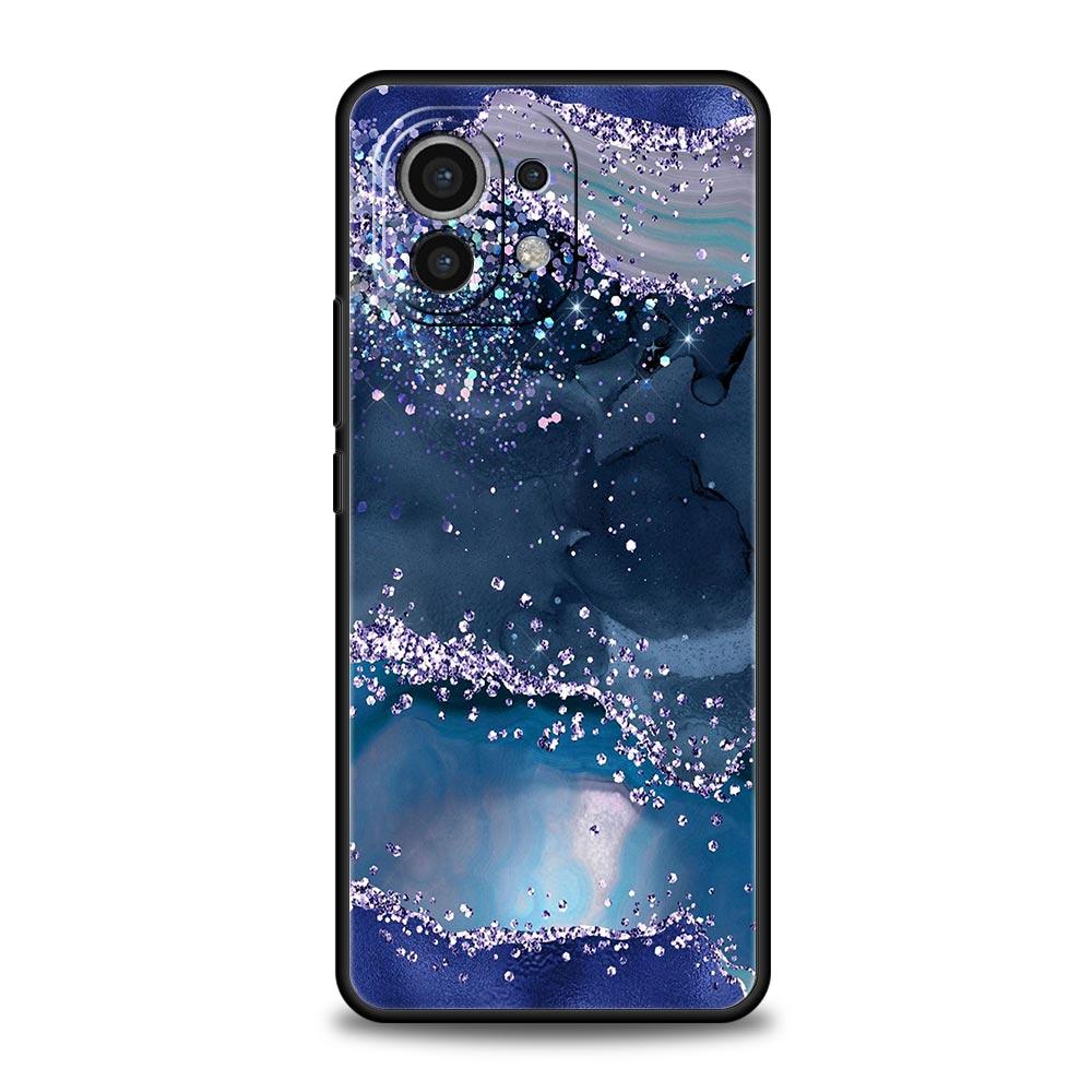 

Темно-синий блестящий мраморный чехол для телефона для Xiaomi Poco X4 X3 NFC F3 F4 M3 M4 Mi Note 12T 10 12 11 Ultra 11T Pro 10T Lite 9T Mi 10T 5G