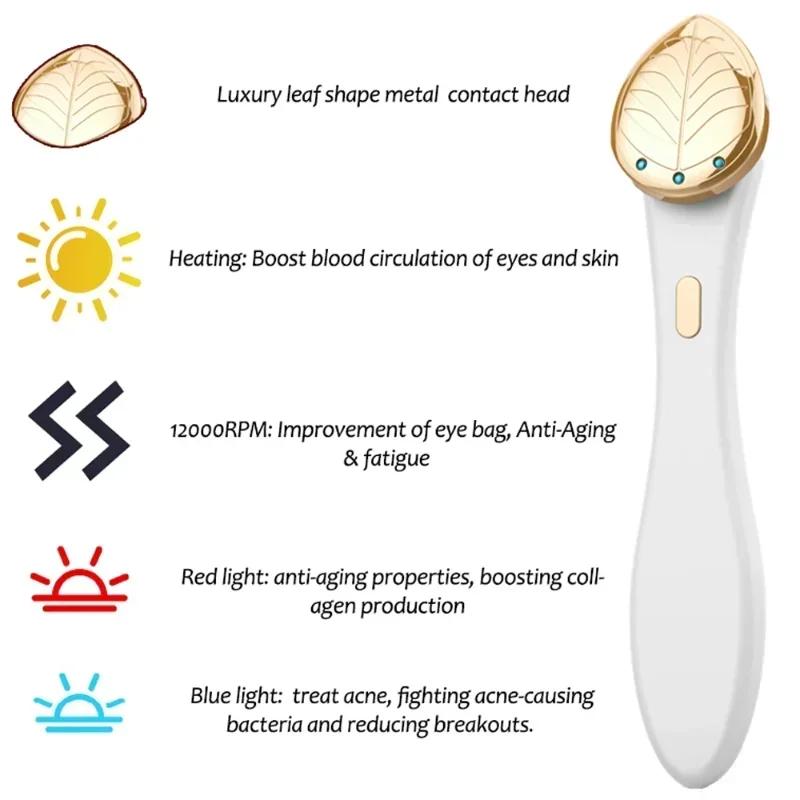 Red Blue Light Eye Beauty Device Microcurrent Heated Tightening Anti Wrinkle Face Lifting Eye Neck Massager Skin Care Beauty