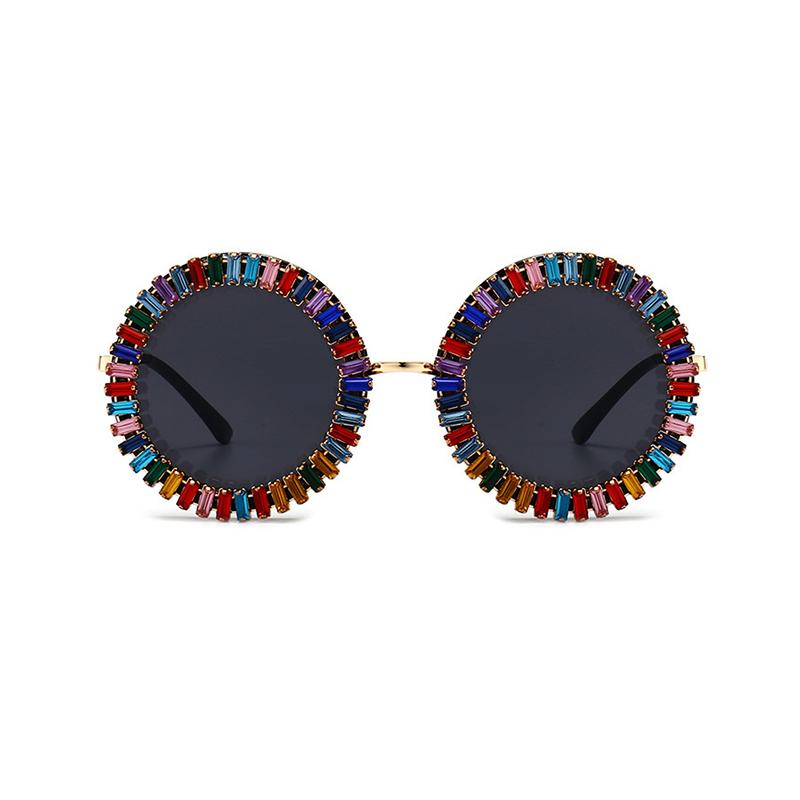 Occhiali da Sole Rotondi di Lusso con Diamanti Designer Moda Donna Vintage Steampunk Occhiali da Sole Protezione UV400 Occhiali da Sole Sexy da Donna