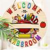 'Welcome To Our Classroom' Teacher Wooden Sign, Charming Round Sign for Classroom Door, Wall Hanging Decor - Ideal Back To School Gift for Teachers