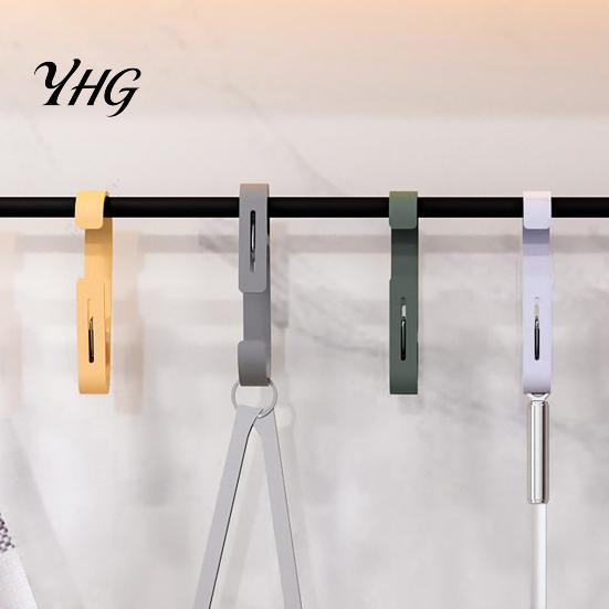 Bathroom Towel Holders Laundry Hook with Clip, Non-Drilling ABS Closet Organizer, Multi Purpose Punch Free Mounting Clips Durable Anti-slip