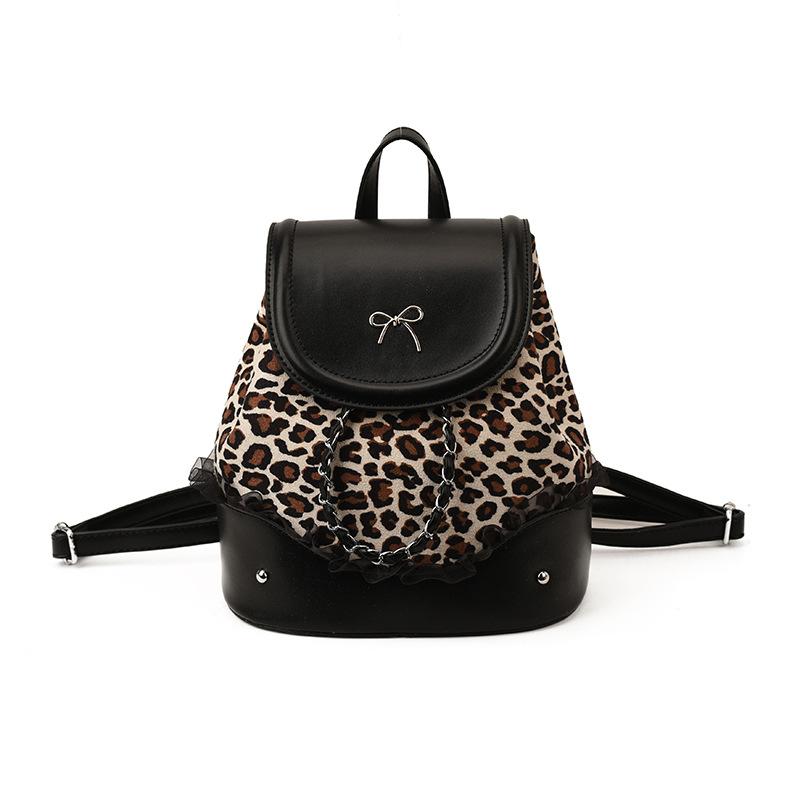 College student schoolbag backpack women's 2025 new bag large capacity class commute light leopard print travel backpack