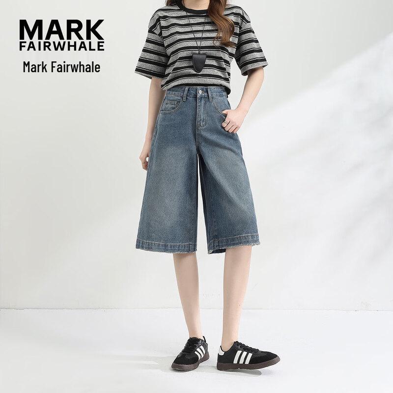 Mark Fairwhale Women s Retro High-Waist Wide-Leg Denim Capris M
