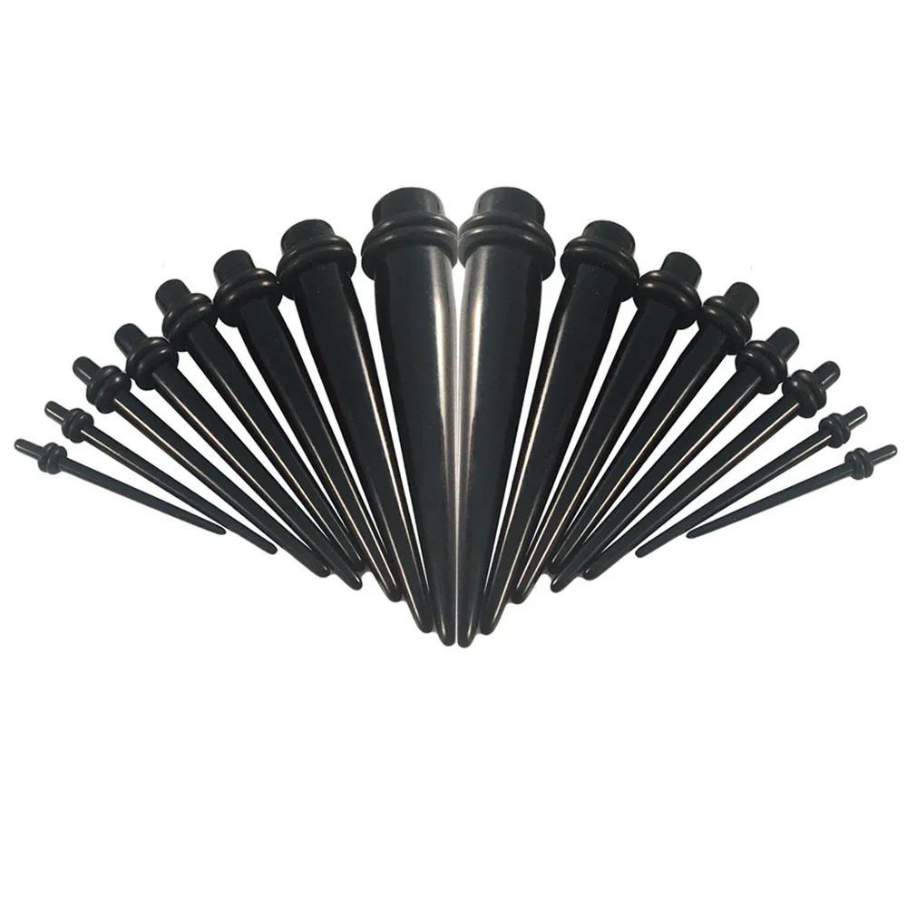 16pc Multicolour Acrylic Ear Taper Plug Gauge Expander 14g (1.6mm) - 00g (10mm) Flesh Tunnel Stretching Kit