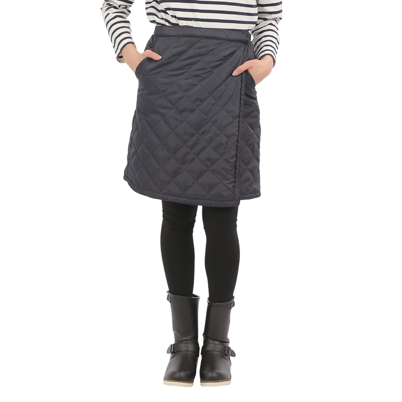 

Onion Cross Quilted Wrap 55cm with Warm for Winter Women s Skirt, Long, Padded, Fleece-Lined, Pockets, (Sizes M-L, Navy)