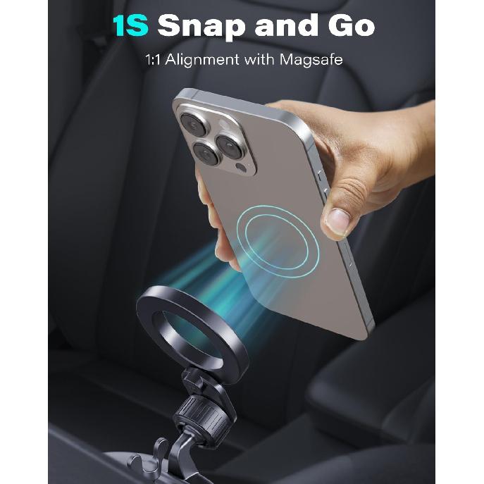 1Zero for MagSafe CD Phone Holder for Car, Foldable Longarm CD Phone Mount