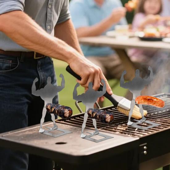 Yousheng Hot Dog Stand Tragbarer Edelstahl Muskelmann Hot Dog Halter zum Grillen von Würstchen Mais BBQ Zubehör Spülmaschinenfest Wiederverwendbar Geschenke