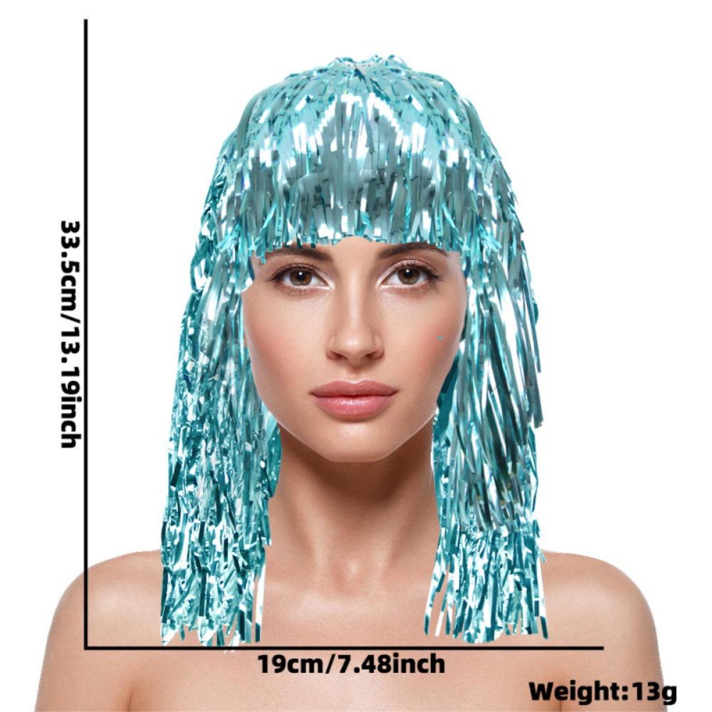 New Shining Colorful Rain Silk Hat Lightweight Cuttable Tassel Headwear Party Head Wear Happy Hawaii