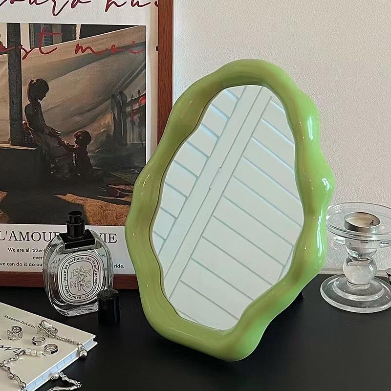 Nordic Style Standing Makeup Mirror Cloud Irregular Bedroom Dressing Mirror Office Dormitory Adjustable Desktop Aesthetic Cosmetic Decoration Mirror
