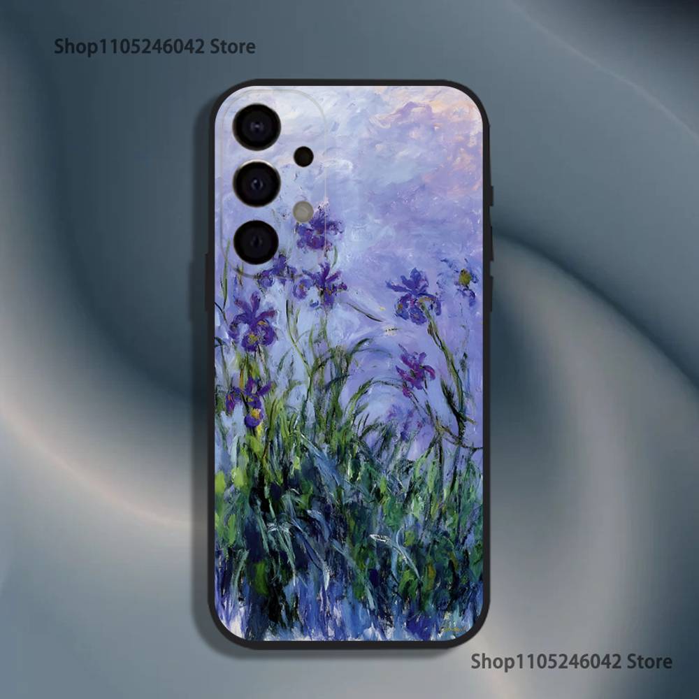C-Claude Monet Garten Malerei Handyhülle für Samsung S26,S25,S24,S21,S22,S23,S30,Ultra,S20,Plus,Fe,Lite,5G Schwarze Hülle