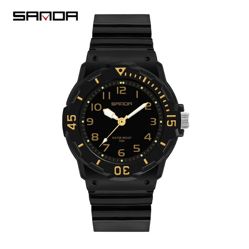 SANDA 6011 Classic 50M Waterproof Wristwatch TPU Strap Female Girl Clock New Top Luxury Brand Women Watch Quartz Lady Original